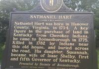 <h2>Marker 1577 (Back)</h2><p>Nathaniel Hart<br>Marker 1577 (Back)<br>County: Madison<br>Location: Location: Approximate 1 Mile South of Main Entrance to <br>Fort Boonesborough State Park, KY 388<br>Photographed by Sharla Gross<br></p>